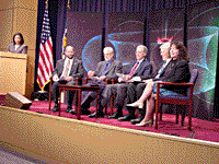 Photograph of press conference participants